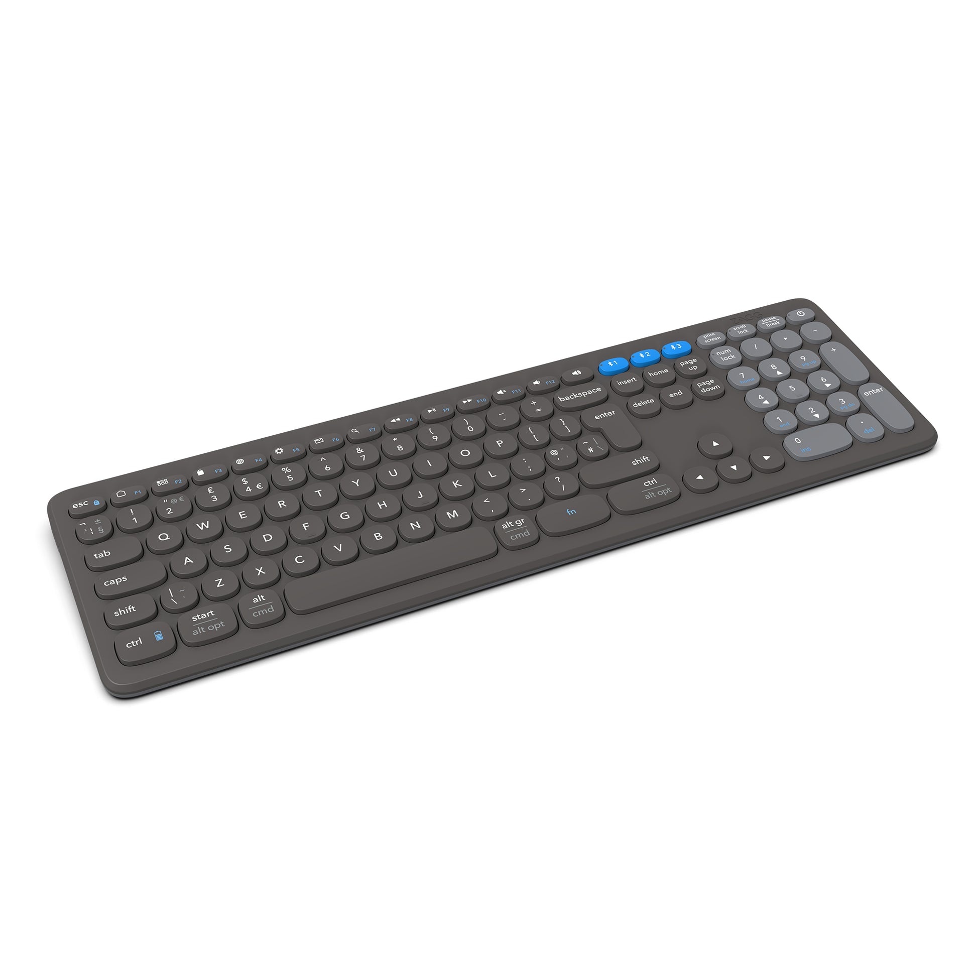 ZAGG Pro Tastatur 17 – Tastatur, UK-Layout (EN), Fullsize (mit Ziffernblock), Dunkelgrau