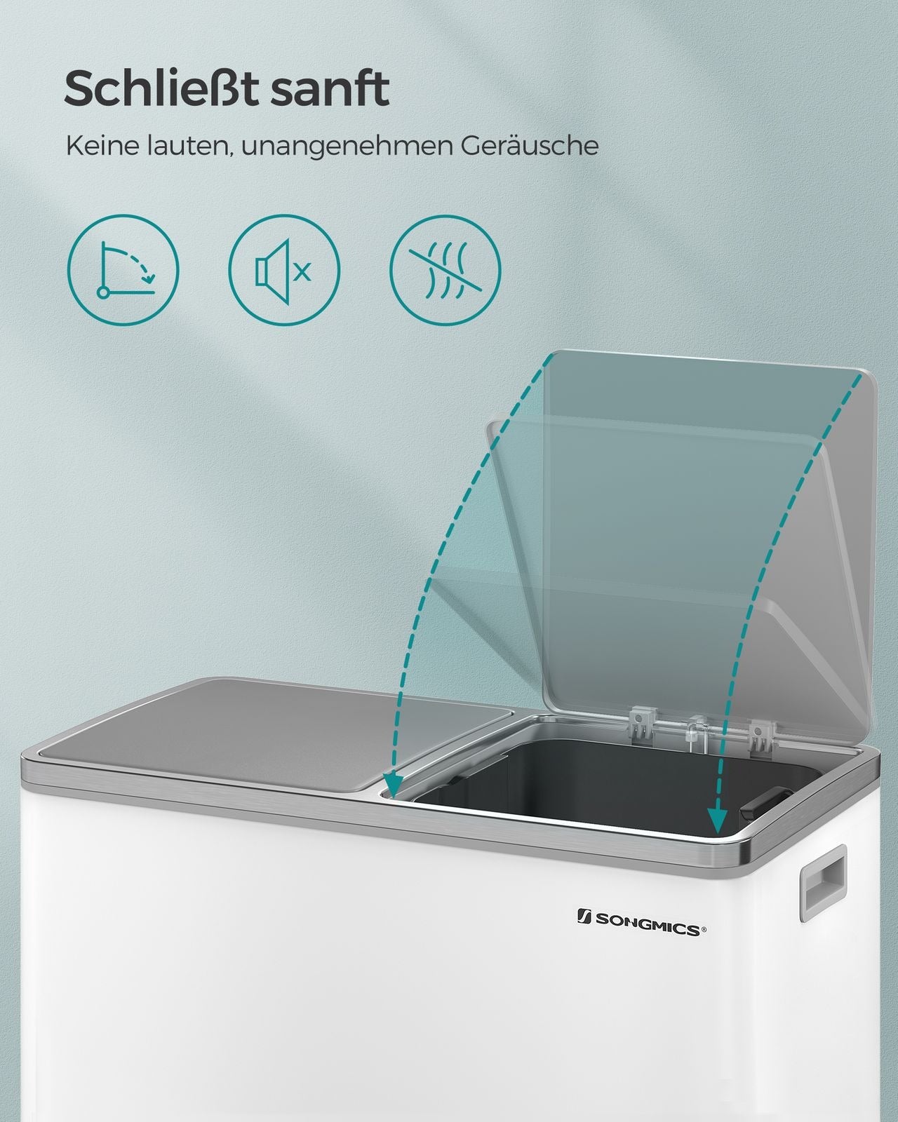 Songmics Systempapierkorb – 30 + 30 l – Stahl, weiss – B × H × T 585 × 650 × 360 mm