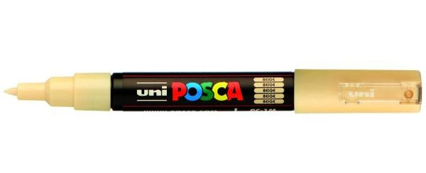 Uni-Ball POSCA PC-1M Kreativ-/Pigmentmarker – Rundspitze 0,7–1 mm, Beige, feucht abwischbar – für viele Oberflächen