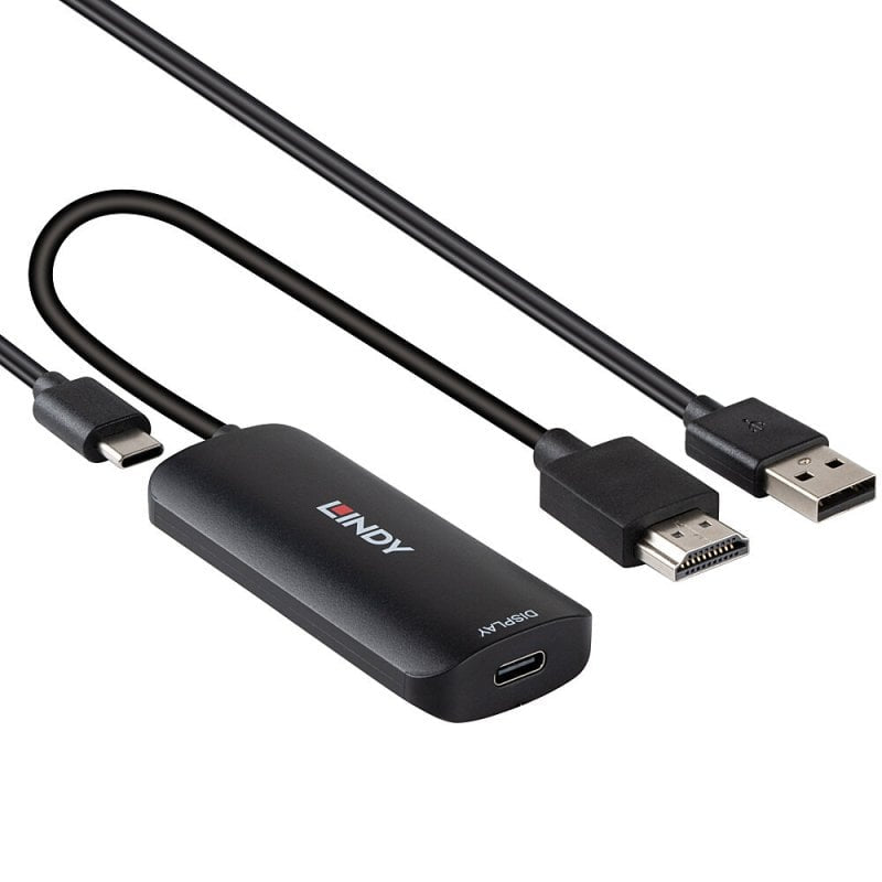 Lindy Adapter HDMI zu USB-C – 4K (3840 × 2160) @ 60 Hz, HDMI 2.0, 0,2 m, USB-Stromversorgung, Schwarz