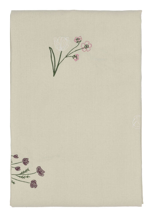 Södahl Tischdecke – 140×220 cm, Polyester, Beige, Blume