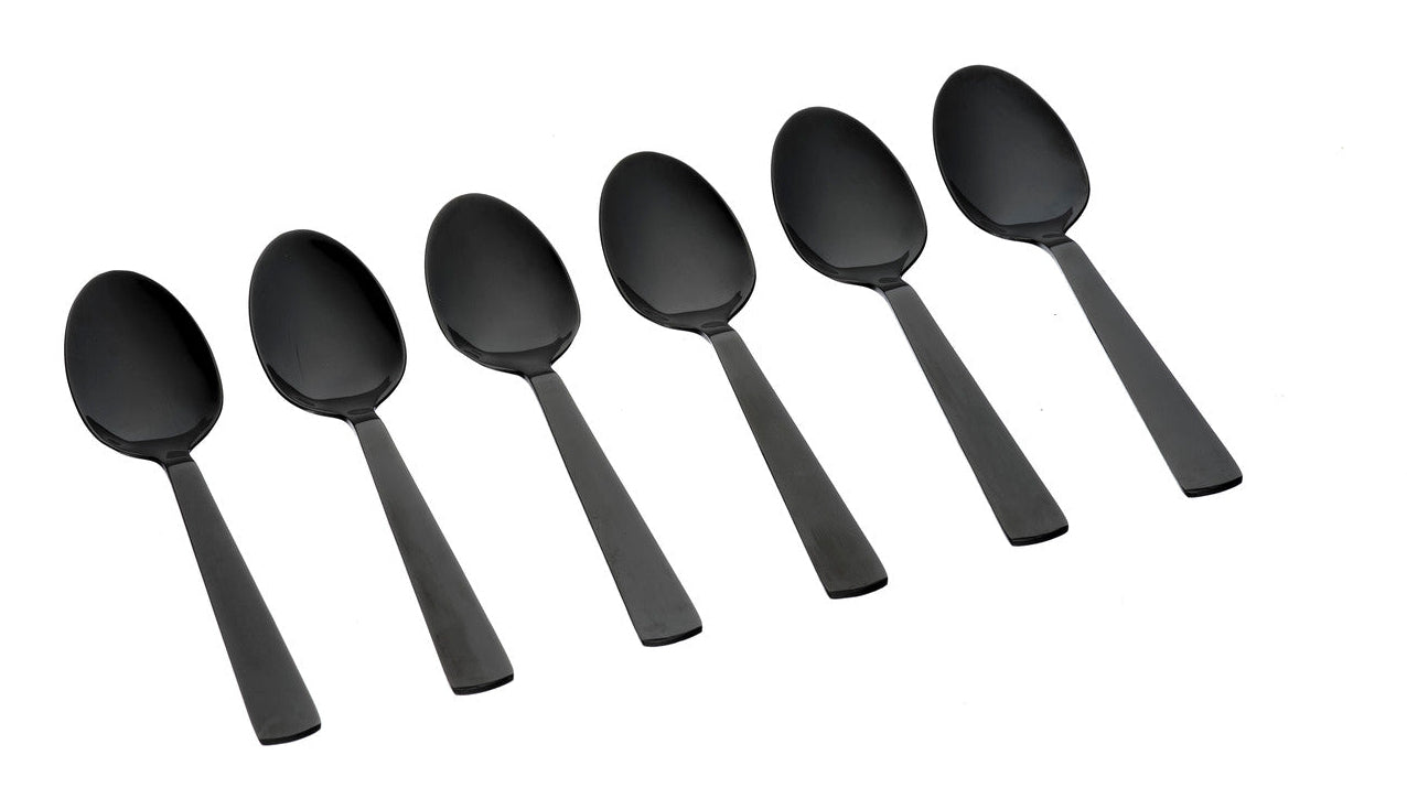Björn TELMO Eislöffel – Edelstahl, 13,1 cm, schwarz, spülmaschinenfest, 6 Stk.