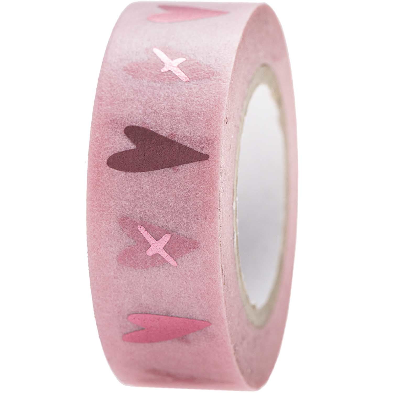 Rico Design Washi Tape – 15 mm × 10 m, rosa, Papier, wiederablösbar, 1 Rolle