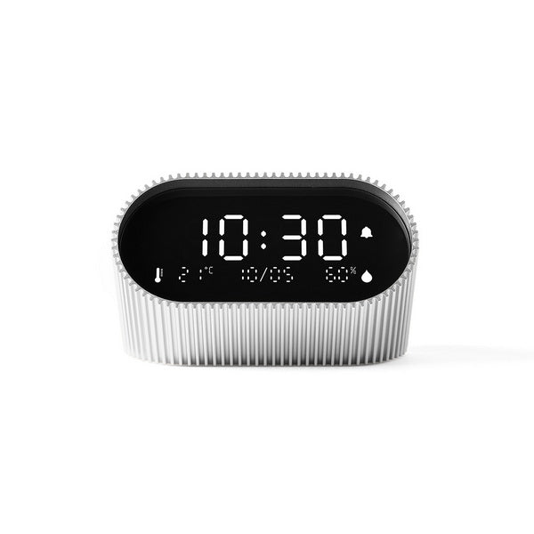 LEXON Wecker Ray – digital – silber, Aluminium, Schlummerfunktion, Thermometer
