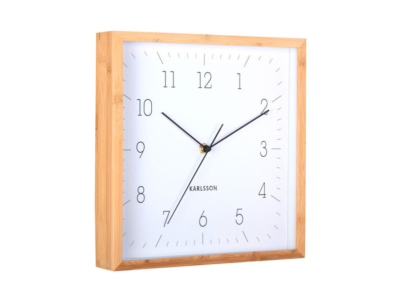 Karlsson Neat Cuadrado Wanduhr – Analog, 29,2 × 29,2 × 4,5 cm, Weiss, Bambus