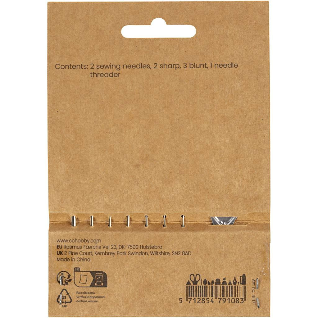 Creativ Company Nähnadel-Set – 38/70 mm, Metall, Silber, 8 Stück, für Handnähen