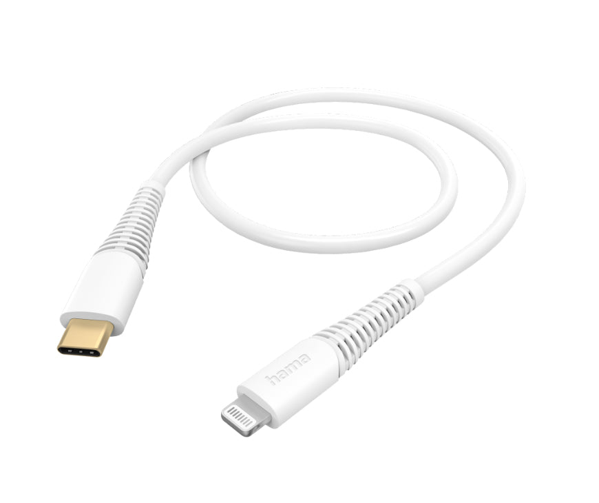 Hama USB-Kabel – USB-C auf Lightning – USB 2.0 (480 Mbit/s) – 1,5 m – Weiss – für iPhone, iPad, iPod