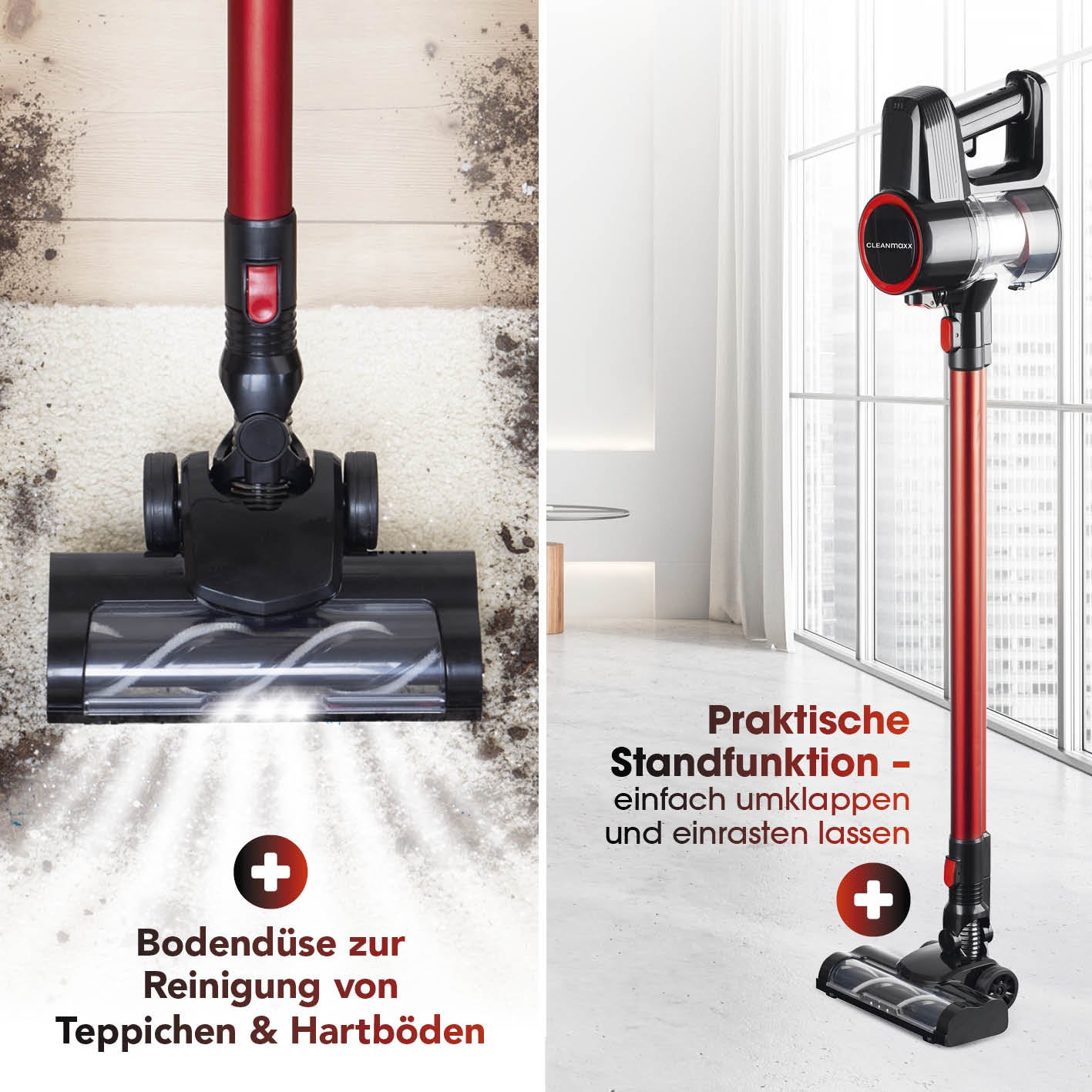 CLEANmaxx Akkustaubsauger – 0,8 l, Akkubetrieb, 2 Stufen, 22 V