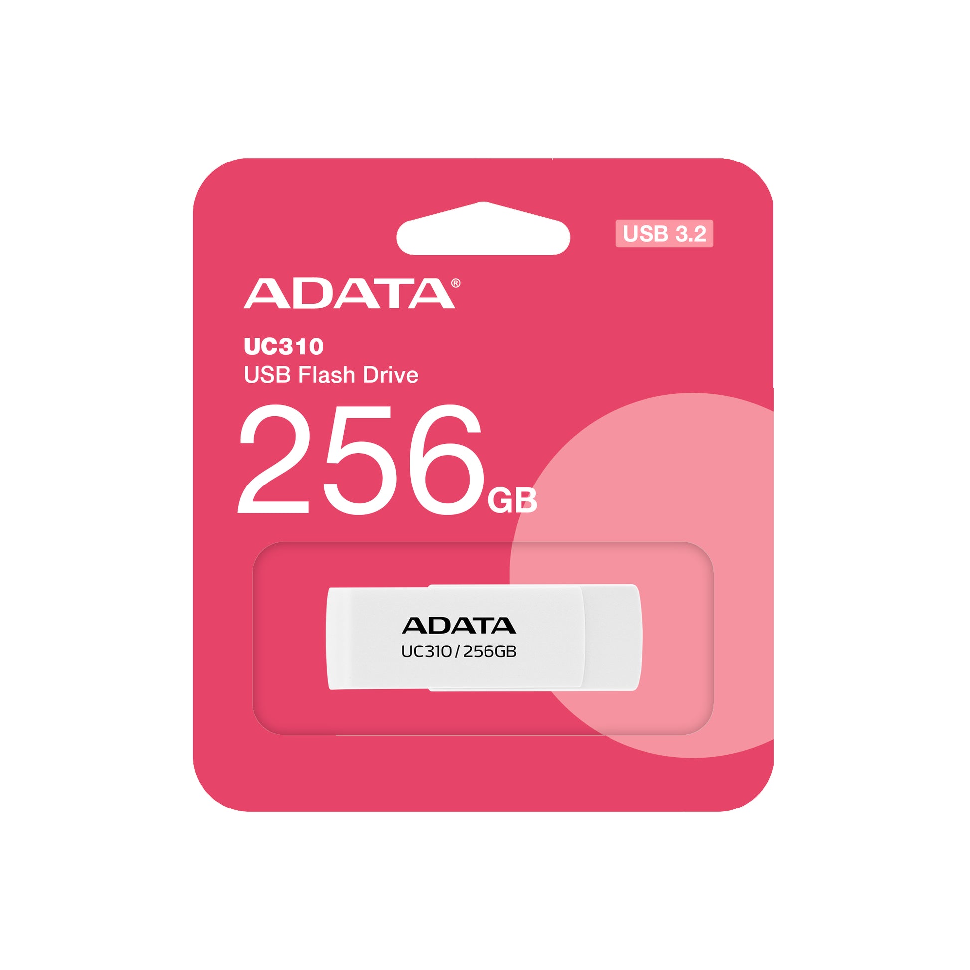 ADATA UC310 USB-Stick 256 GB – USB-A 3.2 Gen 1, 100 MB/s Lesen, Drehring, Weiss