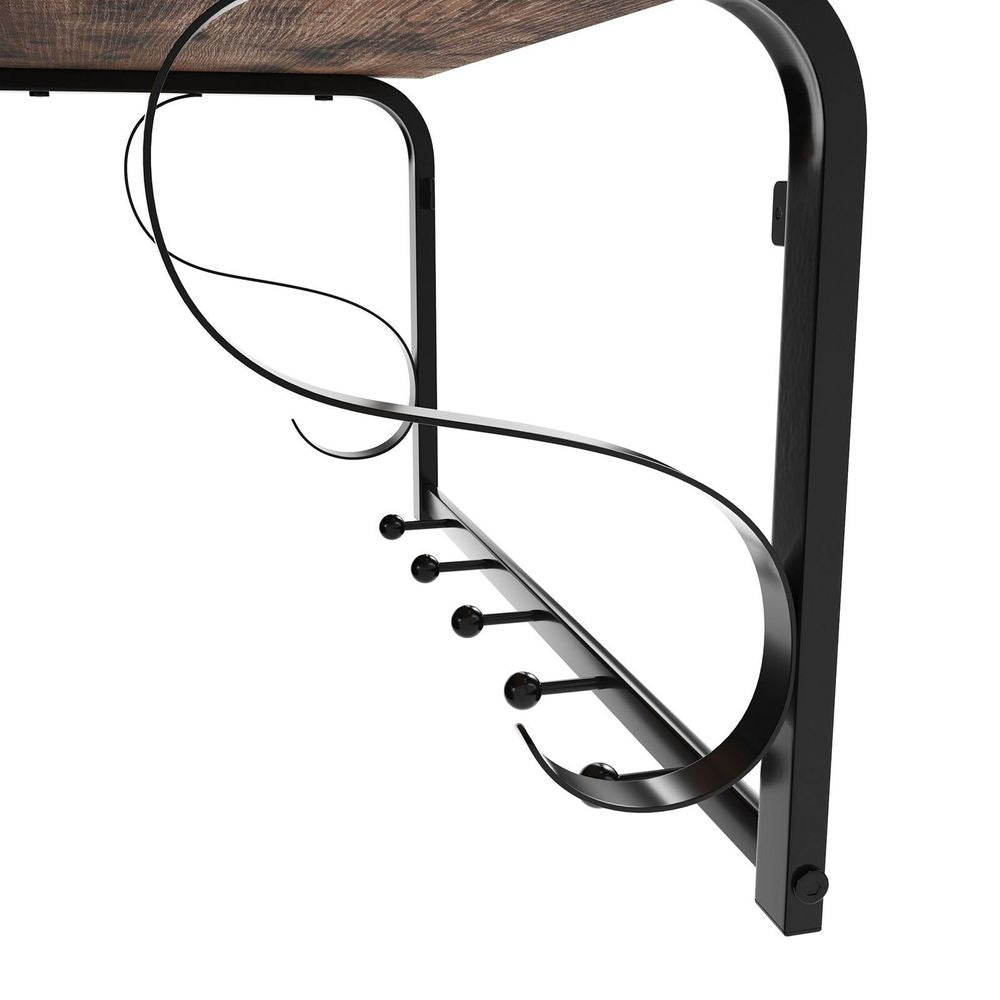 Vasagle Wandgarderobe – 5 Haken, MDF/Edelstahl, Braun, 60 × 30 × 31,7 cm