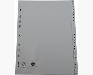 Exacompta Register A4 – alphabetisch A–Z, 26 Taben, PP (recycelt, 120 µm), grau, universelle Lochung