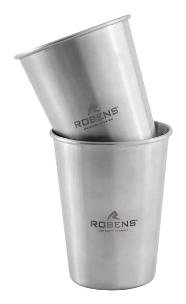 Robens Becher – 2er Set, 350 ml, Ø 8,0 cm, H 10,4 cm, Edelstahl, Silber, stapelbar, lebensmittelecht