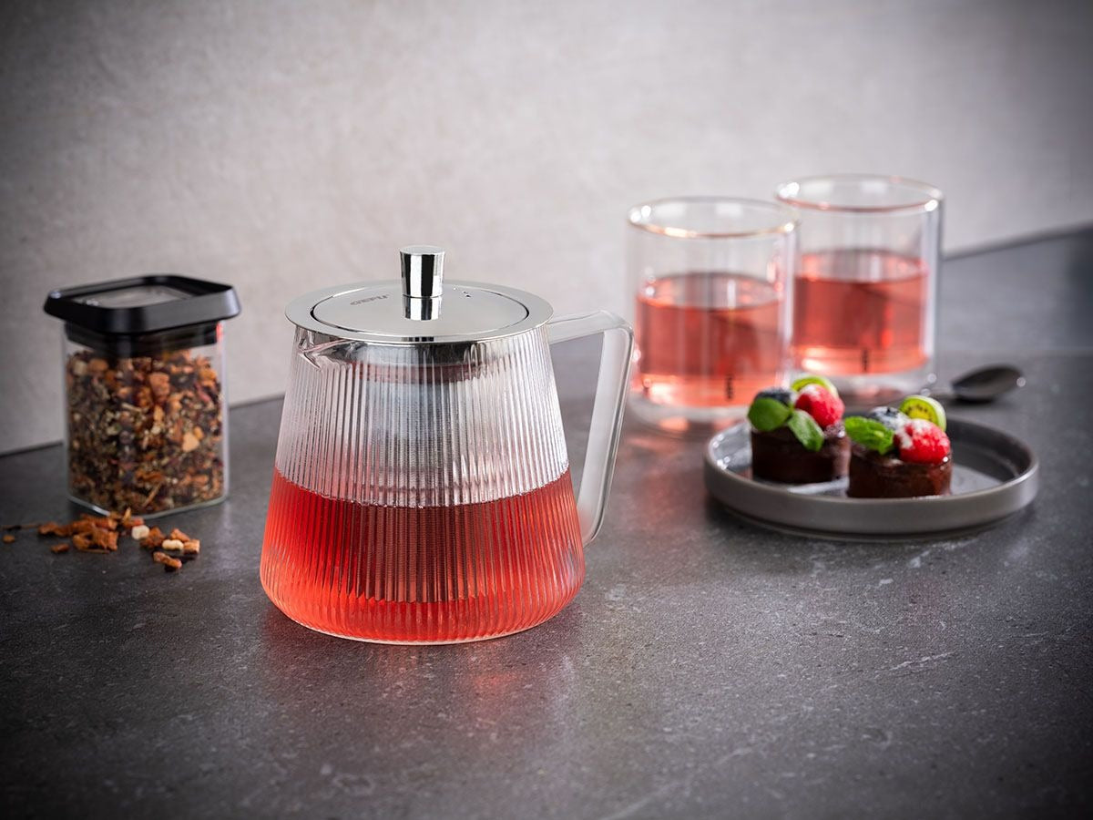 GEFU INFUSA Teekanne – 800 ml, Borosilikatglas, mit Edelstahlfilter, spülmaschinenfest