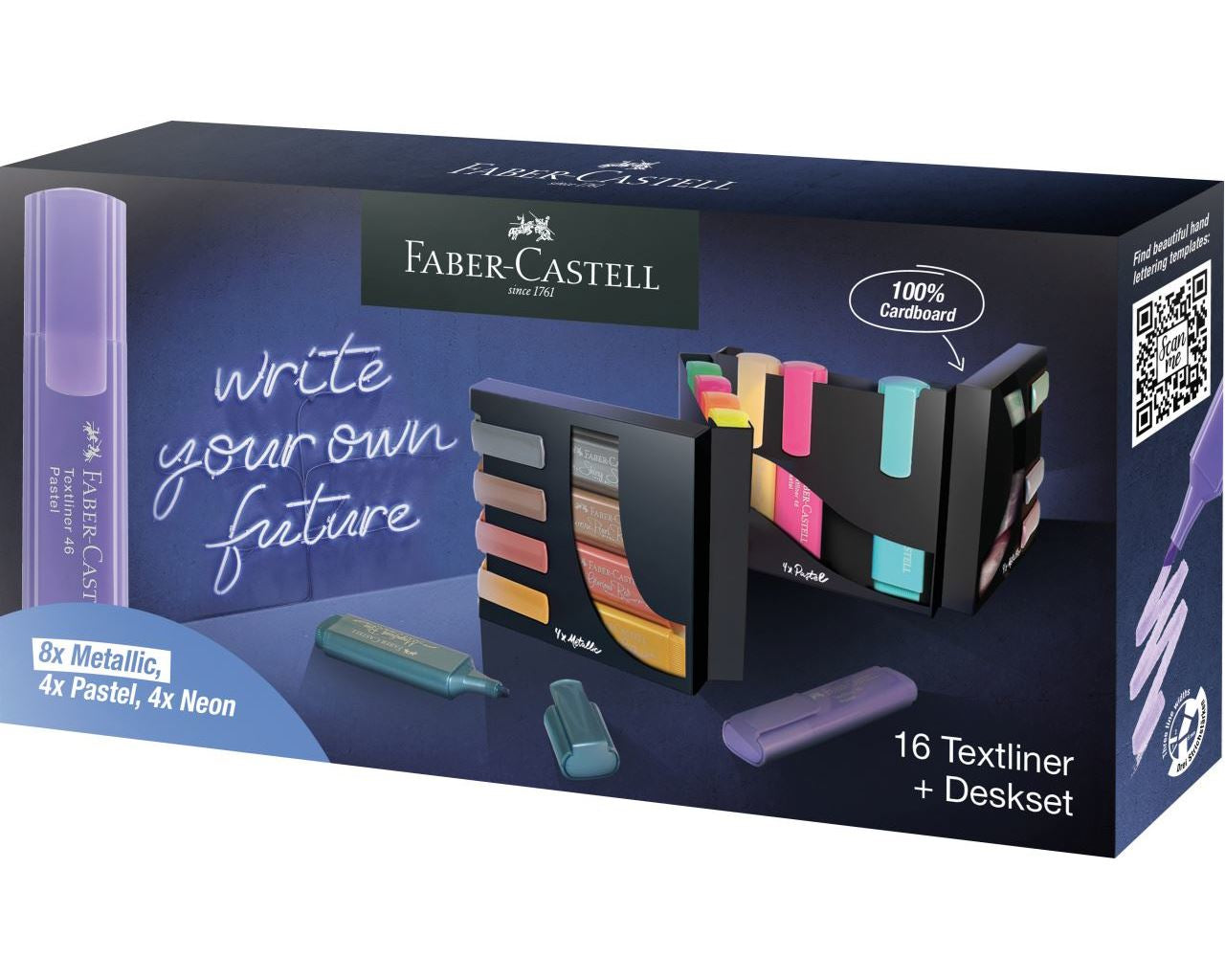 Faber-Castell Textmarker Desktop Set 16 Farben – Keilspitze, 1–5 mm, nachfüllbar