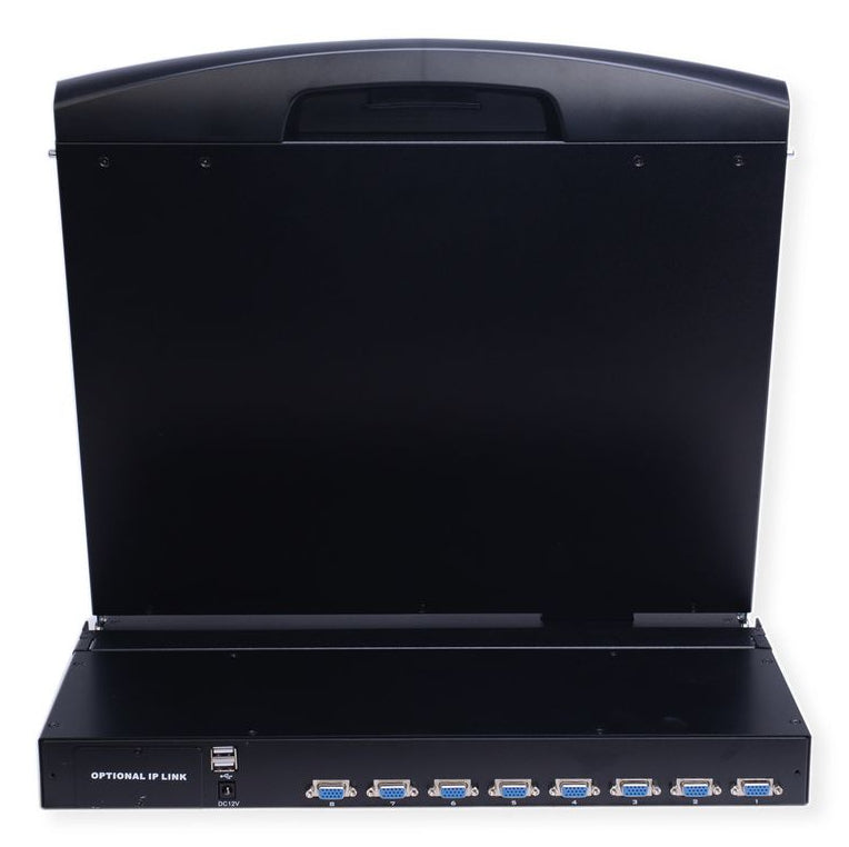 VALUE 19" Rack-LCD-Konsole – 8-Port VGA KVM – 1366 × 768, USB 2.0, CH-Layout – 1U
