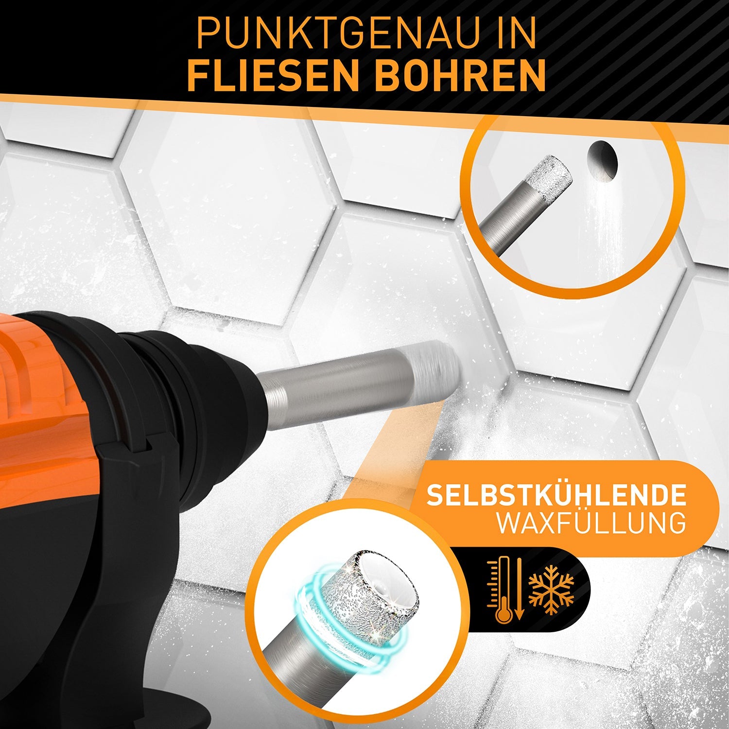 Hardtwerk Fliesenbohrer-Set 5-tlg. 6/8/10/12 mm Diamant 1/4" Sechskantschaft – für Fliesen