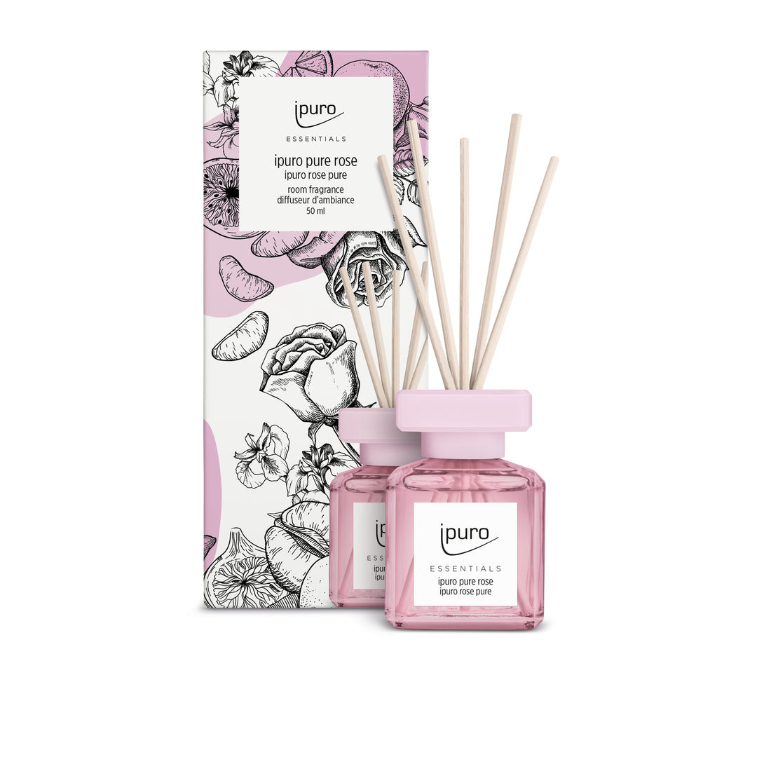 ipuro ESSENTIALS pure rose – Duftstäbchen, 50 ml