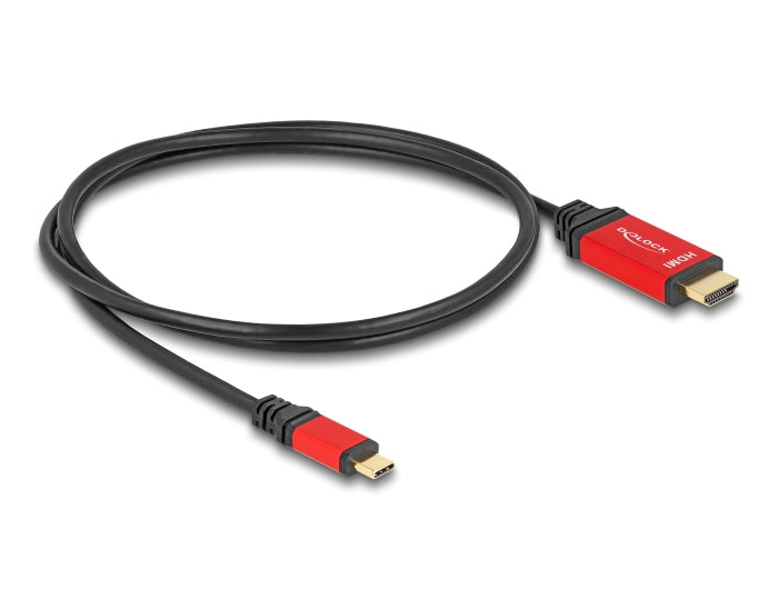 DeLOCK USB-C auf HDMI Kabel DP 1.4 8K 60 Hz – 1 m – HDR – Rot