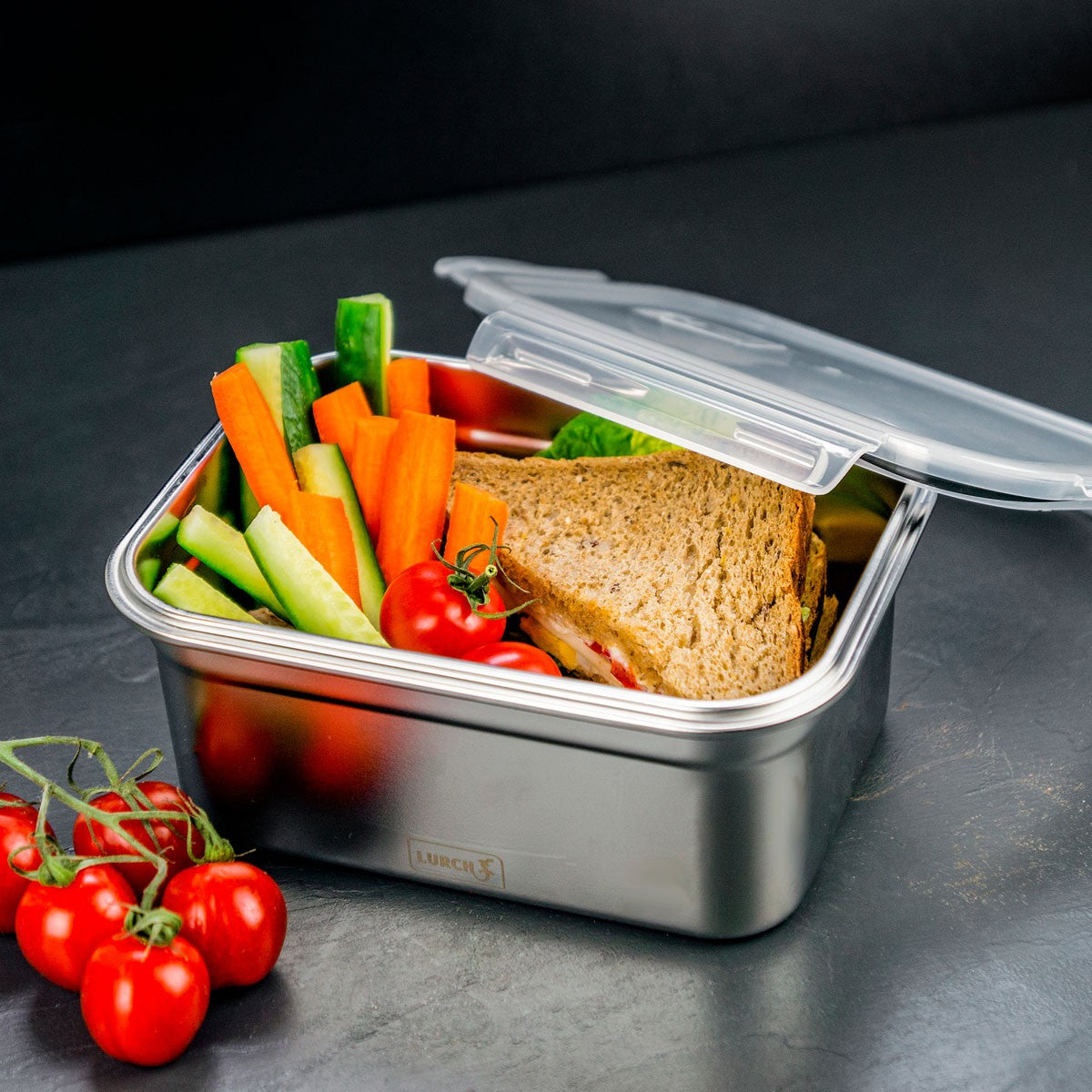 Lurch Lunchbox 1 l, 17 × 8,5 × 12 cm, Edelstahl/Kunststoff, silber