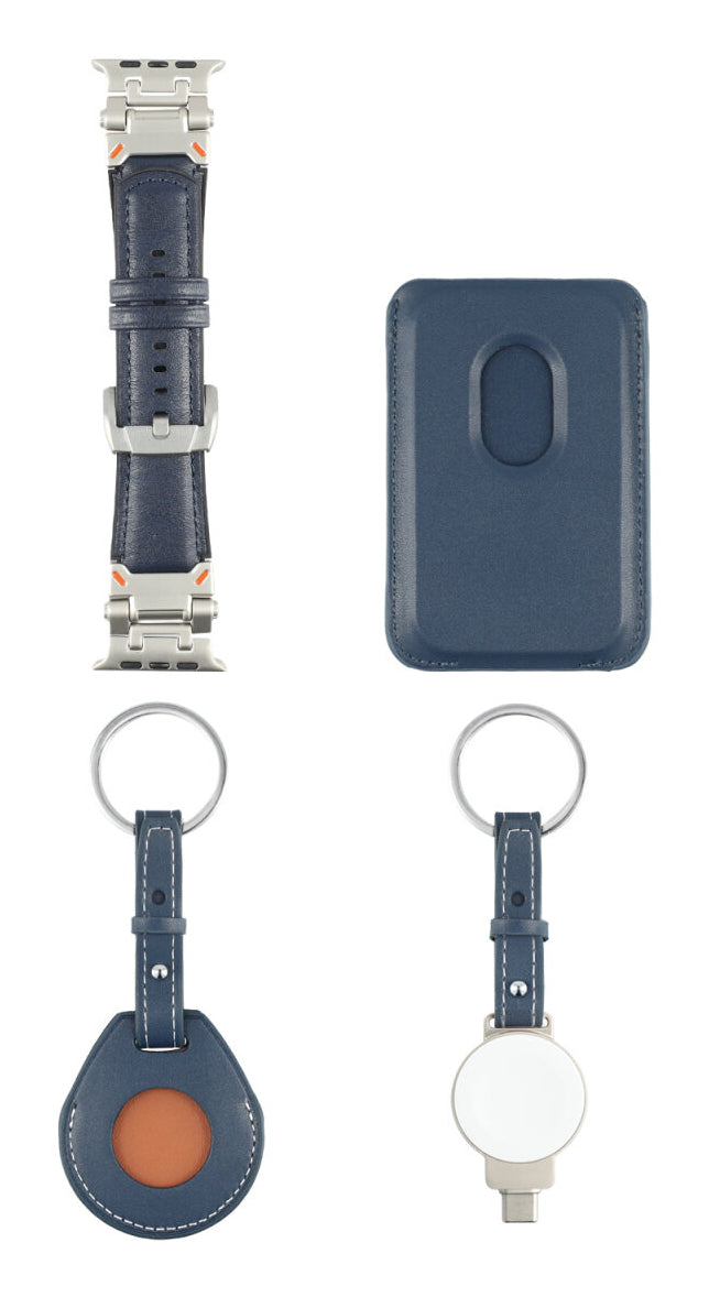 4smarts Style Zubehör-Set – Kunstleder, Blau, für Apple Watch