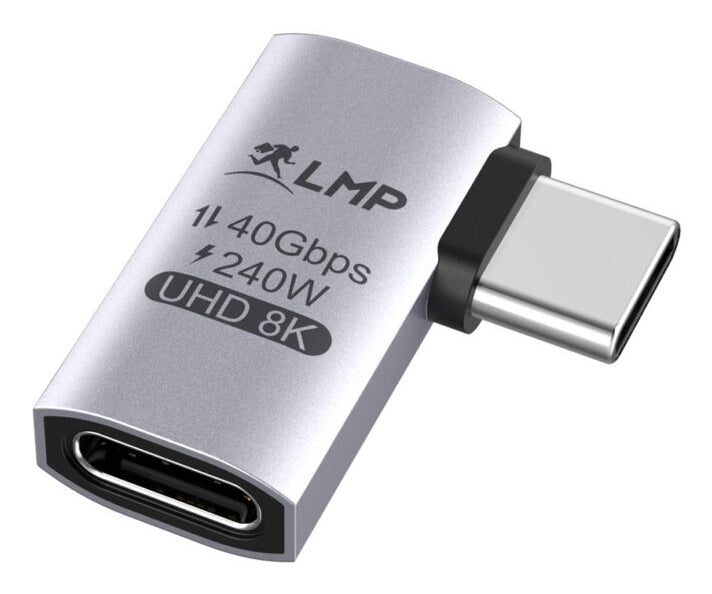 LMP 28212 Winkel-Adapter USB-C zu USB-C – 8K (7680 × 4320) @ 60 Hz, USB4 (40 Gbit/s), PD 240 W – Silber