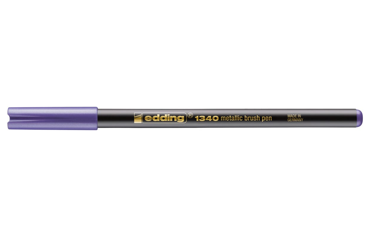Edding 1340 Brush Pen Metallic – Pinselspitze, 1–3 mm, wasserbasiert, violett metallic