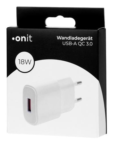 ONIT F00747 USB-Ladegerät 18 W – USB-A×1 – QC 3.0, PD – EU-Stecker (Typ C), Weiss