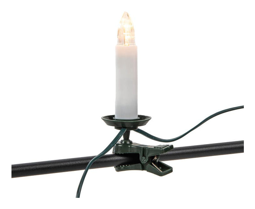Konstsmide LED-Lichterkette 1160-020 – Starterset, 15,5 m, 3 lm, 3,6 W, 2800 K (Warmweiss), 16 Lampen, Grün/Weiss