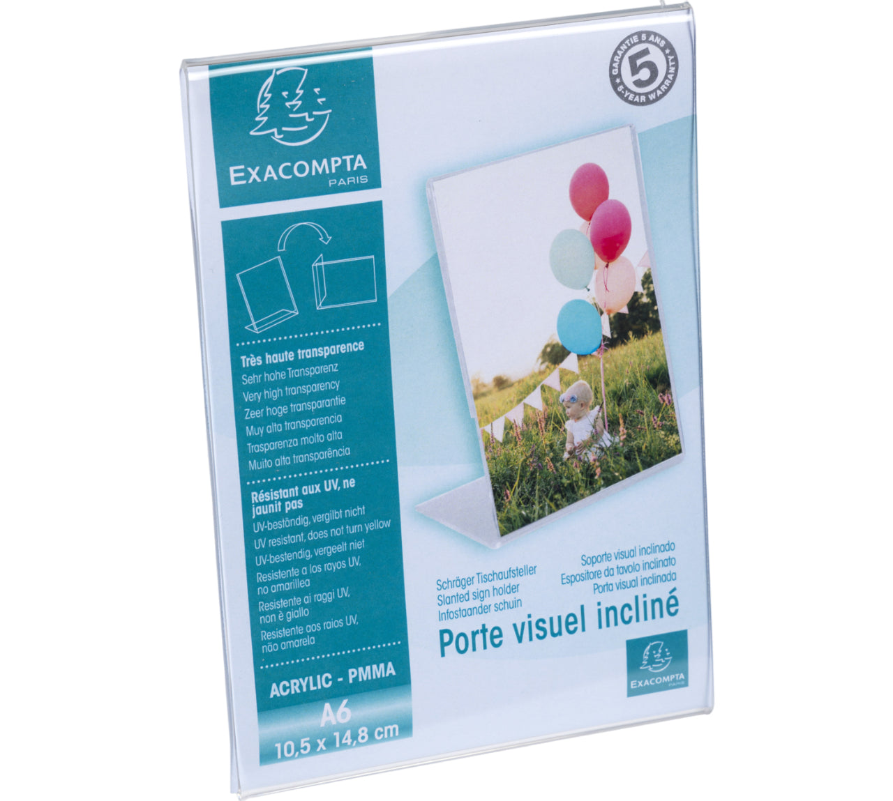 Exacompta Tischaufsteller – für A6 – transparent – Acryl – 105×154×55 mm – 1 Stk.