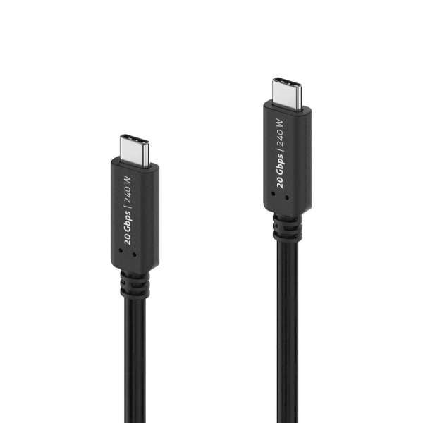 PureLink USB-C auf USB-C Kabel – USB4 20 Gbit/s – 0,5 m – PD 240 W – DP Alt Mode – Goldstecker – Schwarz