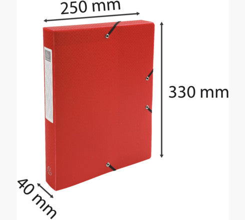 Exacompta Heftbox A4 – Gummiband, Polypropylen (PP), Rot, Füllhöhe 40 mm