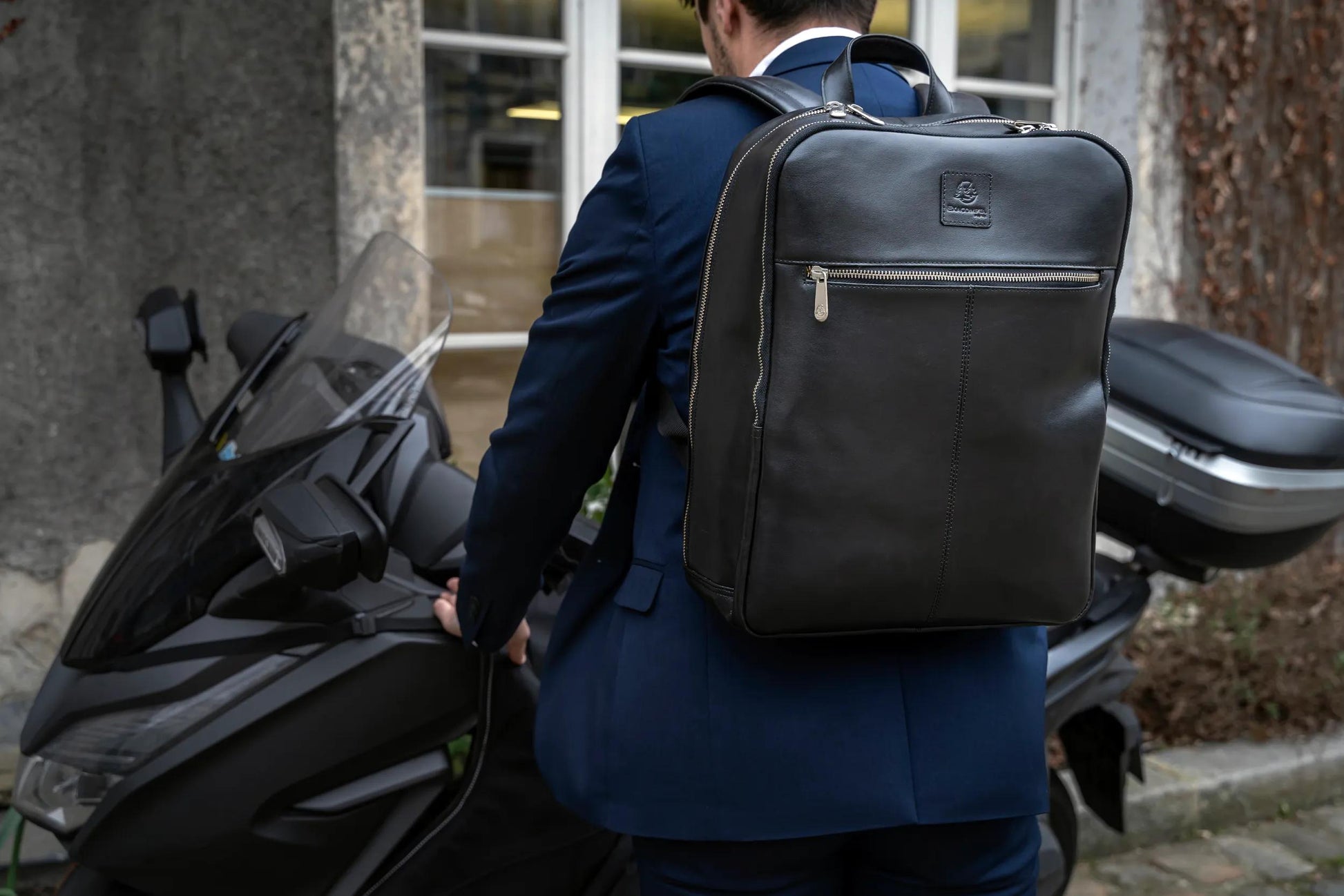 Exacompta Notebook-Rucksack bis 15,6" – Leder, wasserabweisend – Schwarz