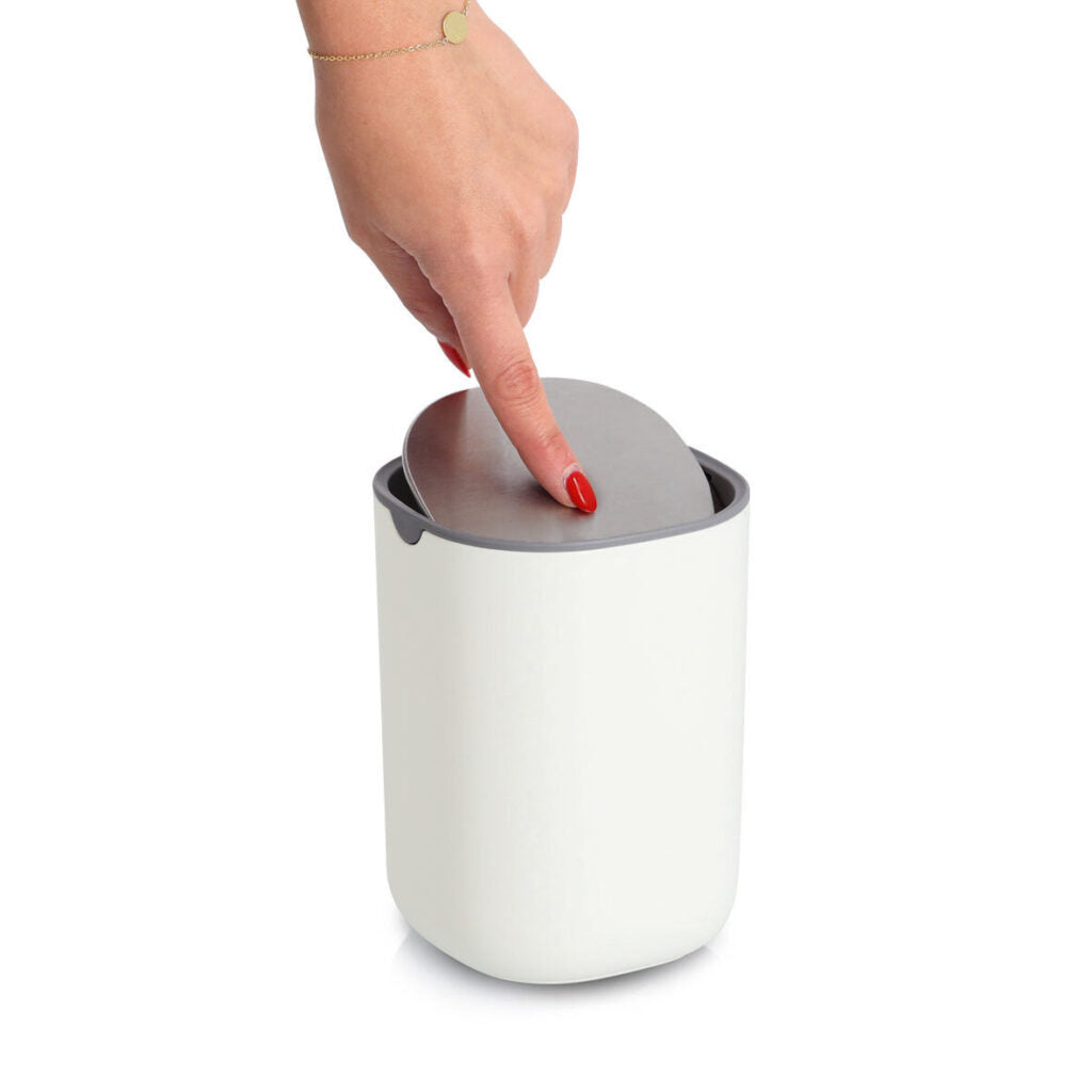 Zeller Present Tischabfalleimer 27374 – 1,35 l – Kunststoff (PP), rund – weiss