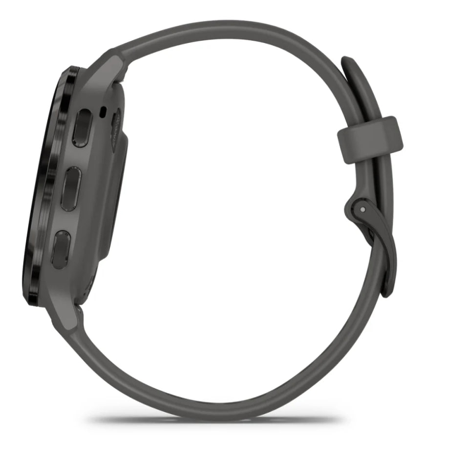 Garmin Venu 3S – Smartwatch – 41 mm, 1,2", GPS, AMOLED, Gorilla Glass, 50 m, Kieselgrau/Schwarz, Sportarmband