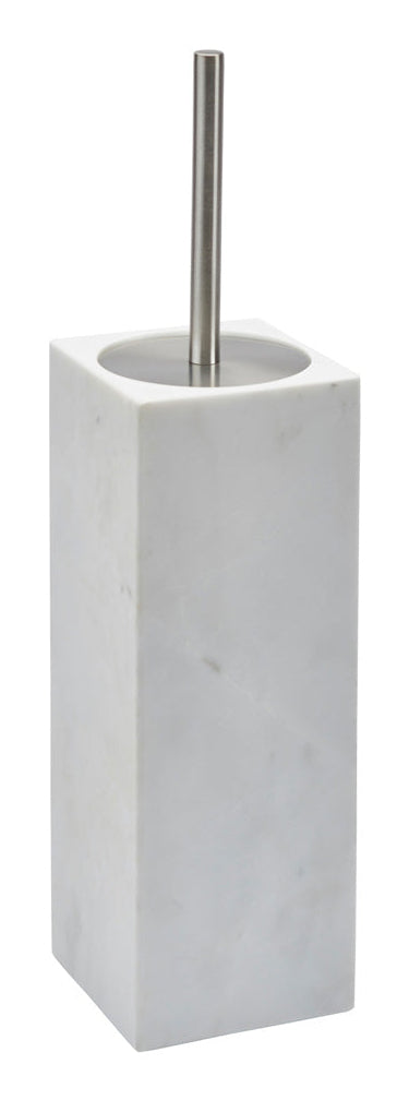Aquanova Hammam – WC-Bürstenhalter – Naturstein, Edelstahl, Weiss, 9,5 × 9,5 × 39 cm