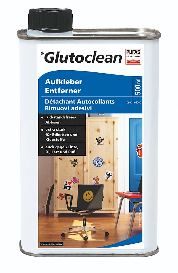 Glutoclean 037002074 Kleber-/Etikettenentferner für Innen und Aussen – Flüssigkeit – 500 ml