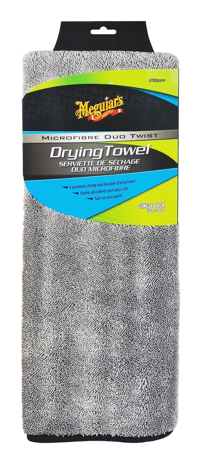 Meguiar's Supreme Duo Twist Trockentuch – grau – 50 × 90 cm – Mikrofaser – 1 Stk.