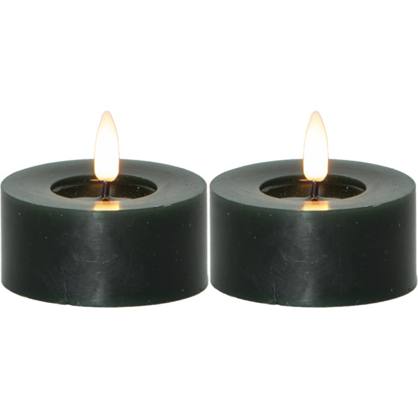 Star Trading LED-Teelicht – batteriebetrieben, Timer, IP20, 2er-Pack – grün