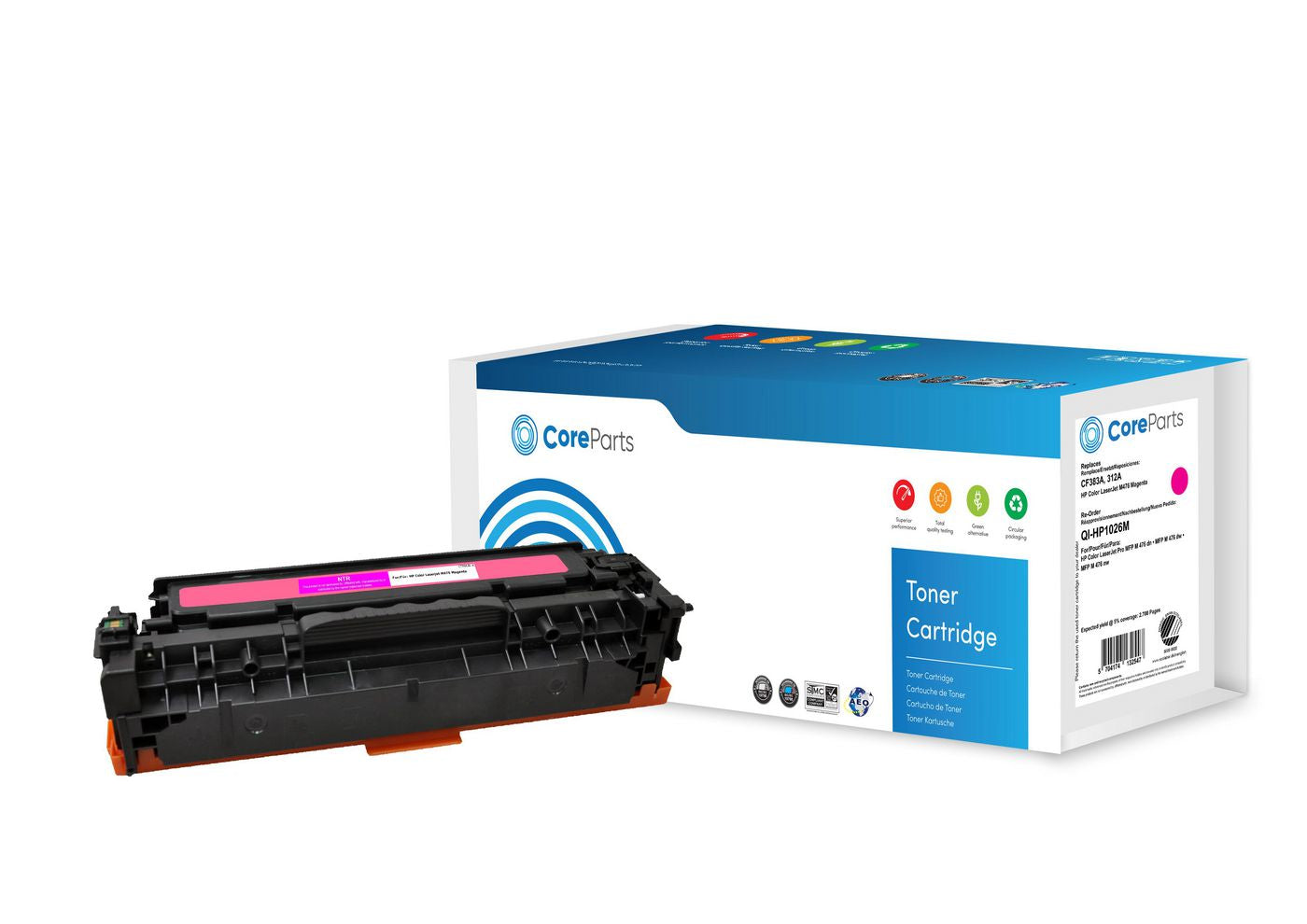 CoreParts 312A (CF383A) Magenta Toner – Kompatibel – 2'700 Seiten – für HP LaserJet M476 (312A)