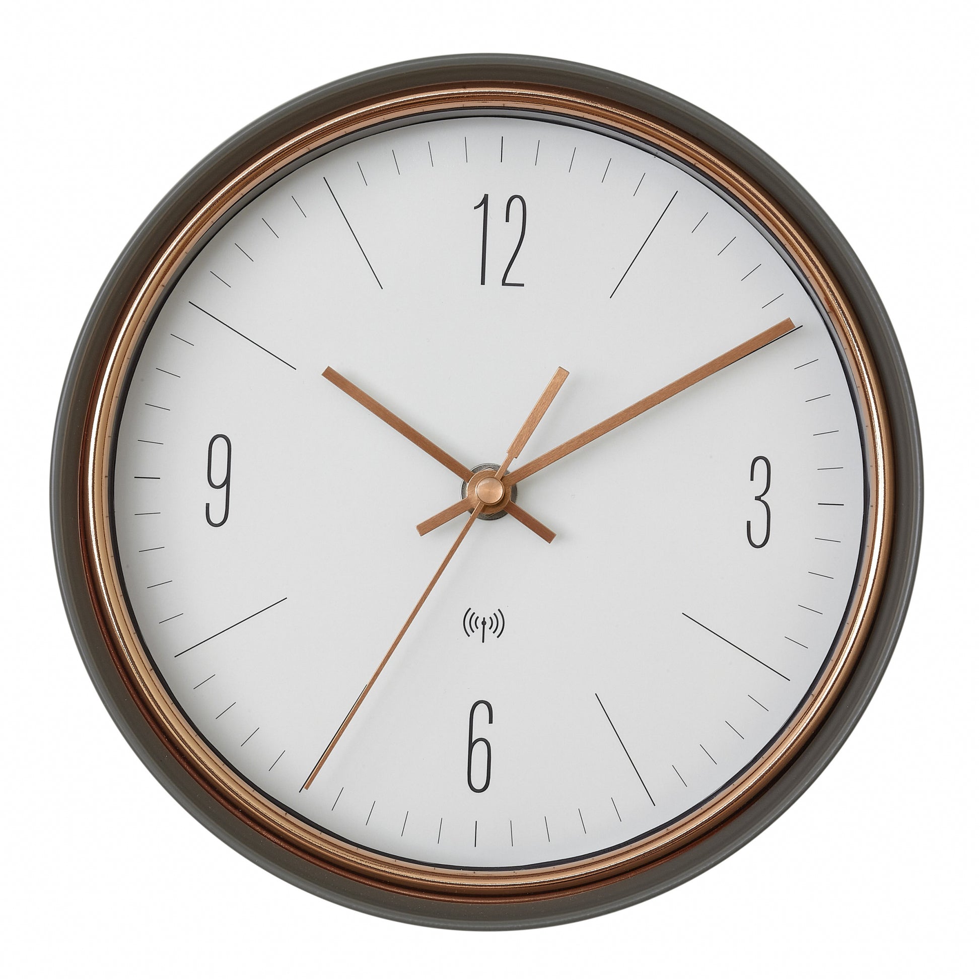 TFA-Dostmann TFA Dostmann Wanduhr – Funk, analog, Ø 22,3 cm, schwarz/kupfer, Metall/Glas
