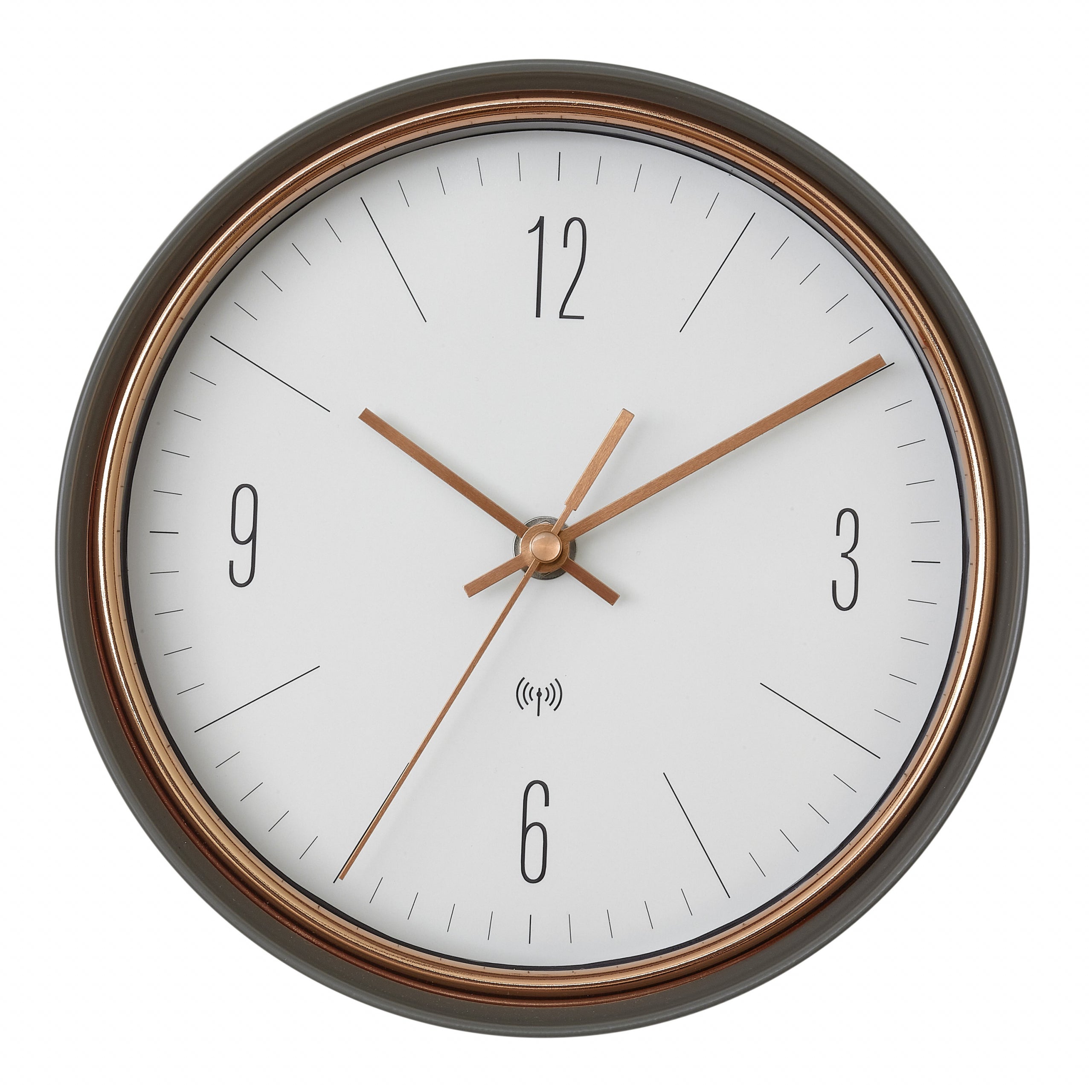 TFA-Dostmann TFA Dostmann Wanduhr – Funk, analog, Ø 22,3 cm, schwarz/kupfer, Metall/Glas