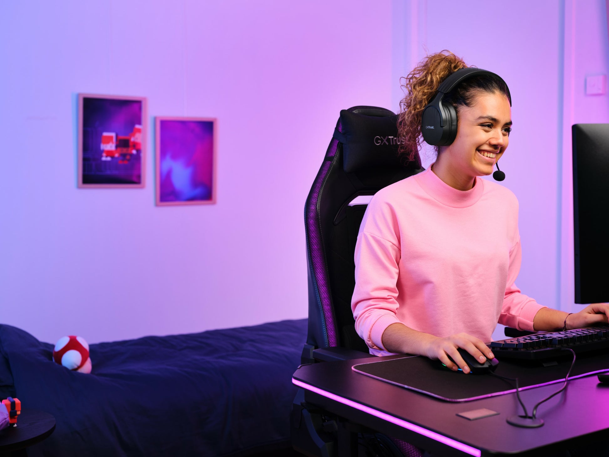 Trust GXT 491 FAYZO Gaming-Headset – Stereo, Kabel + BT, mit USB-A-Dongle, Schwarz