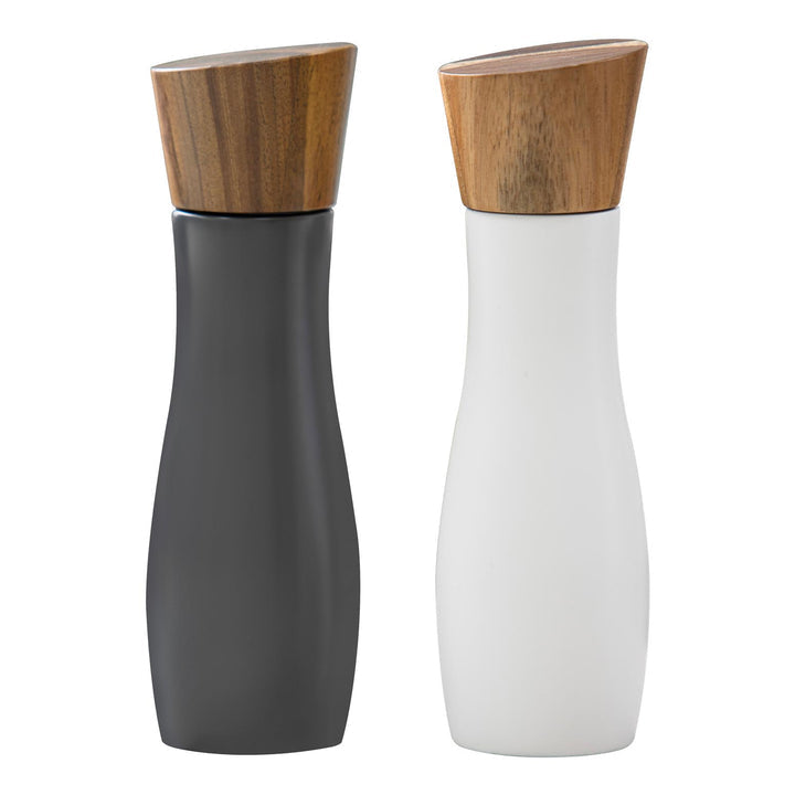 Ladelle Salz- und Pfeffermühle Ø 6 × 19,5 cm, Keramik/Holz (Akazie), Weiss/Anthrazit