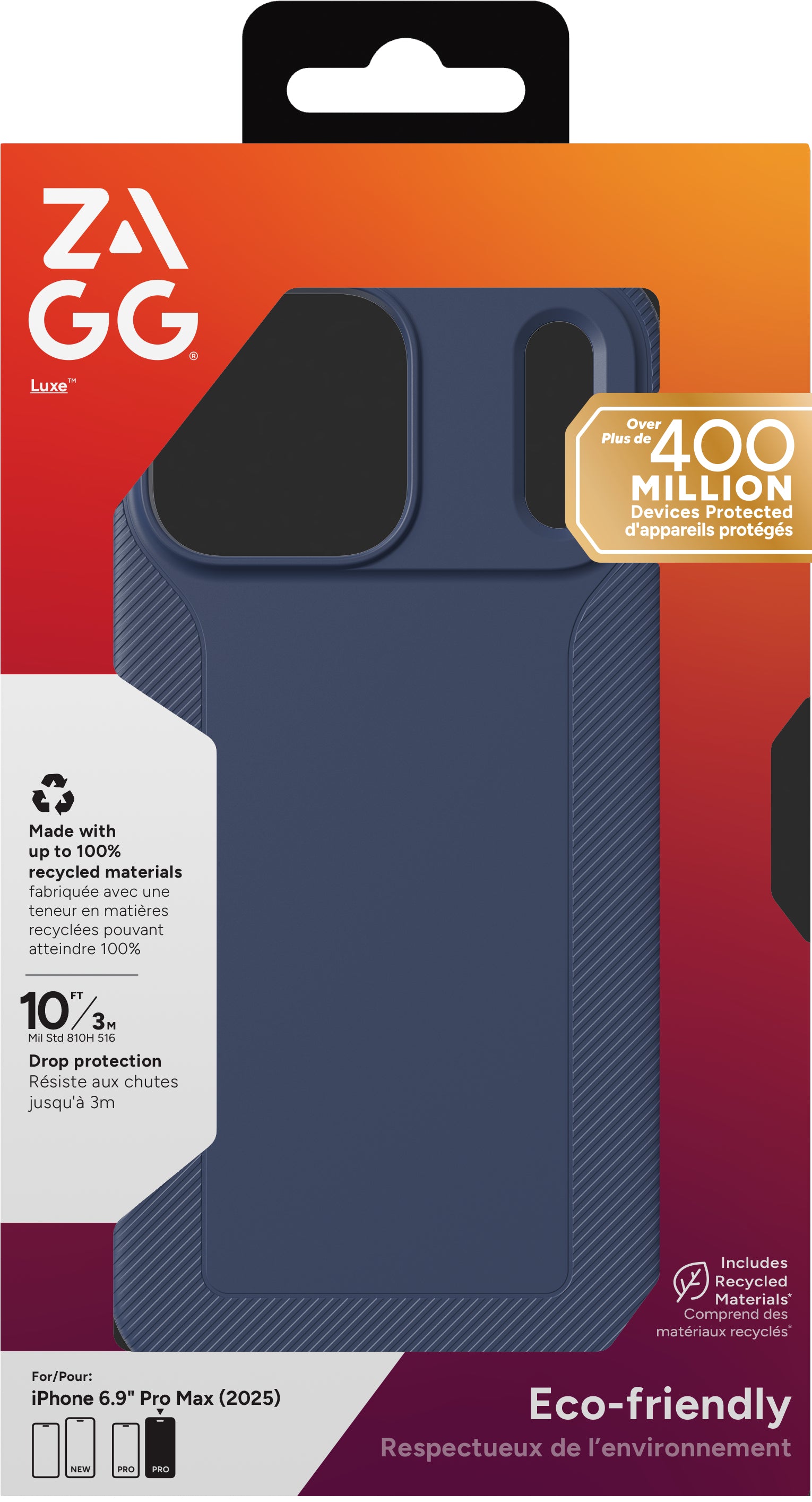 ZAGG Luxe Snap Backcover – für Apple iPhone 17 Pro Max, MagSafe, Graphen, Navy, bis 3 m Sturzsicher