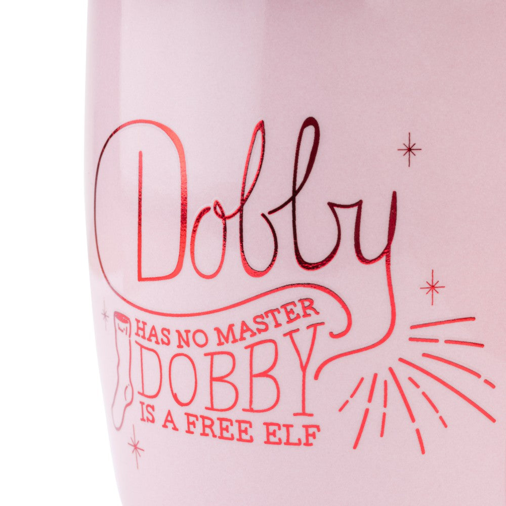 Grupo Erik Harry Potter Dobby Tasse – 350 ml, Ø 8,5 cm, Keramik/Silikon, Pink, mit Deckel