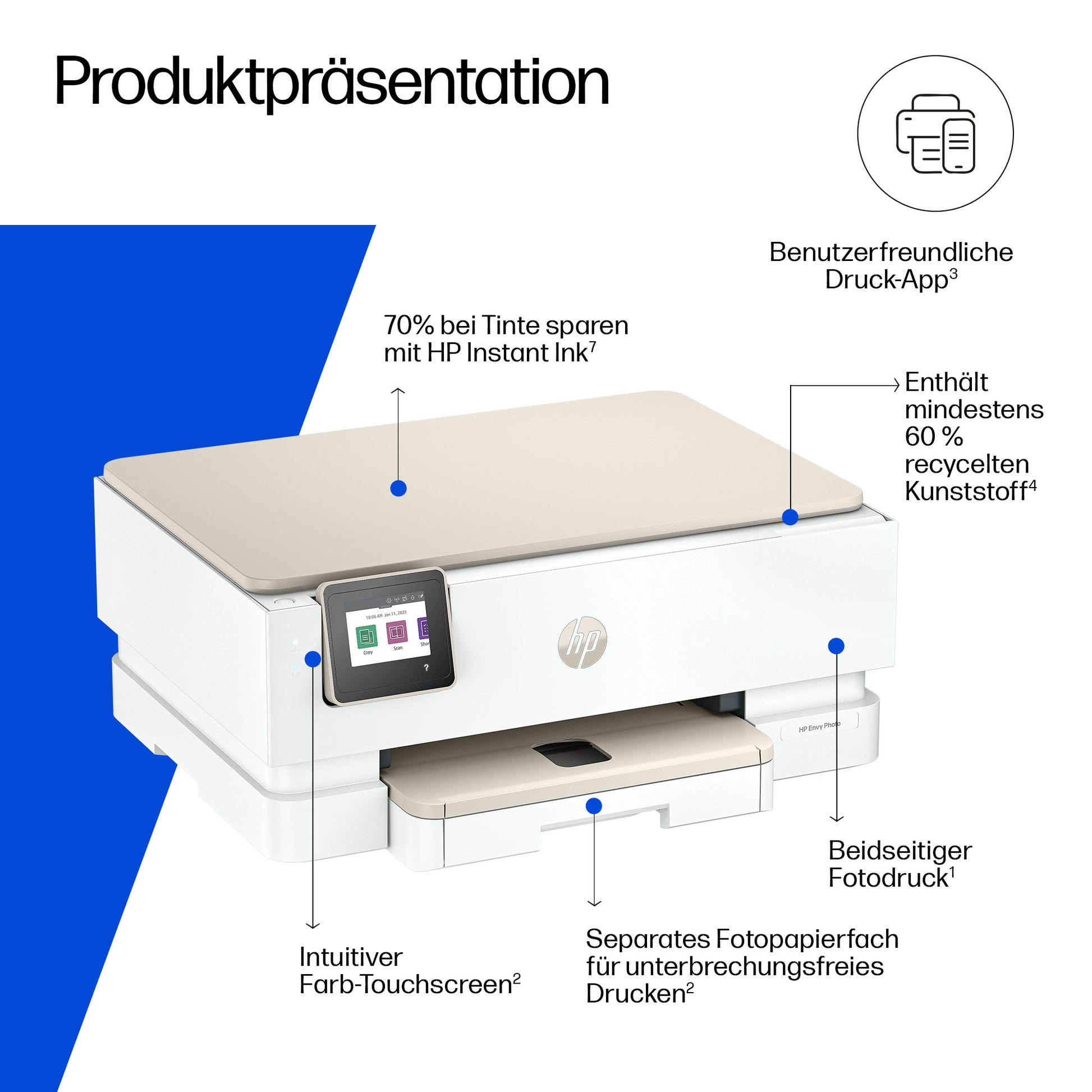 HP Envy Photo Envy 7230 Wireless – Farbiges Tintenstrahl-MFP A4, 3-in-1 – WLAN