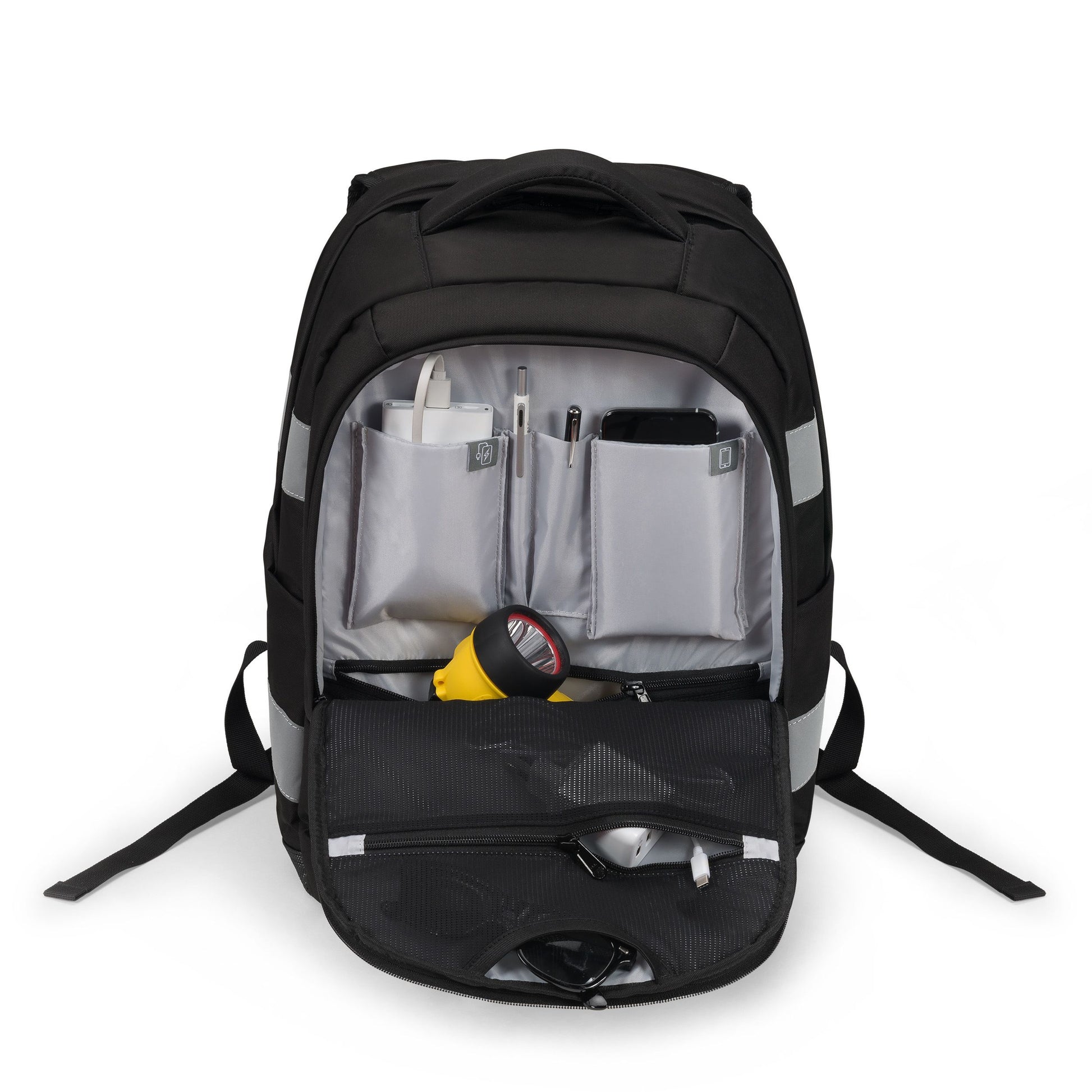 DICOTA Freizeit-Rucksack – 25 l, schwarz, reflektierend