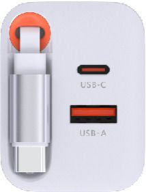 M. Schönenberger 24.11067WS USB-Ladegerät 67 W – USB-C×1, USB-A×1 – PD, QC 2.0, GaN – Weiss