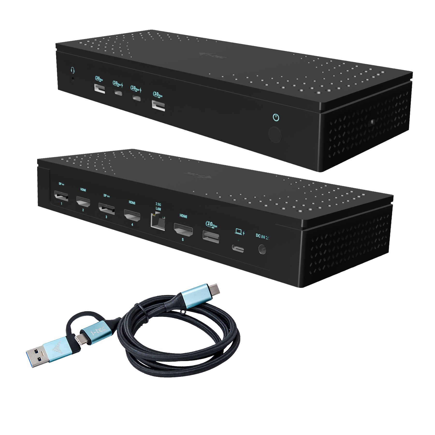 i-tec Universelle Dockingstation – USB-C, 2× DP, 3× HDMI, 3× USB-A, 2× USB-C, 100 W PD, 2,5GbE