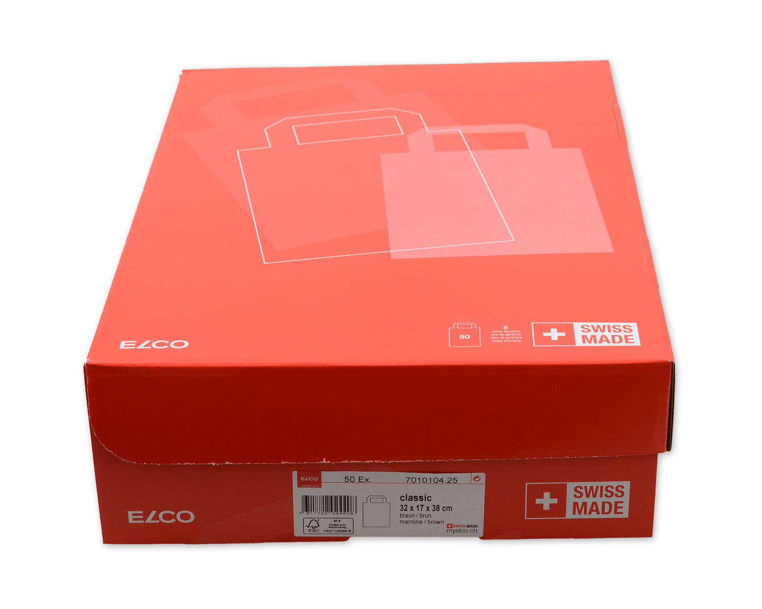 Elco Tragetasche, Braun – 320 × 170 × 380 mm – 50 Stk.